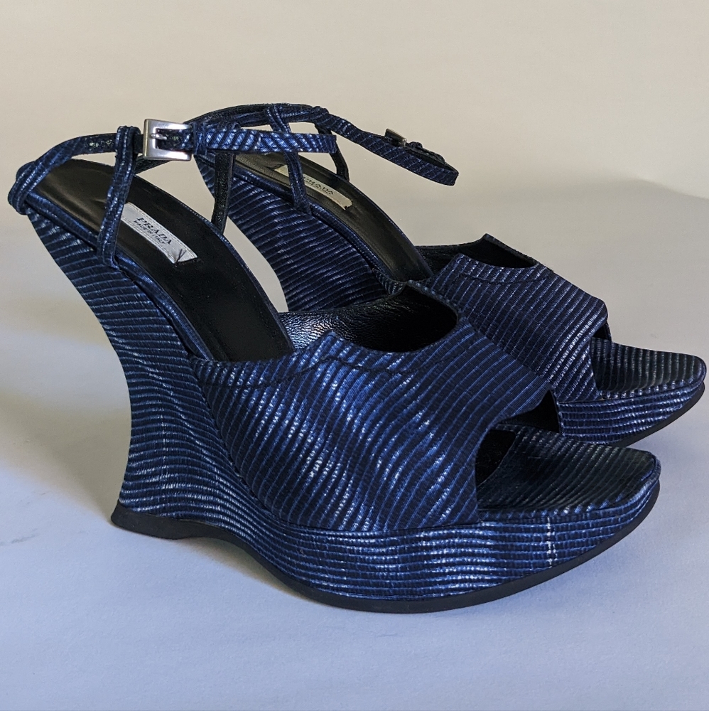 Vintage Prada Peep Toe Wedge Heel